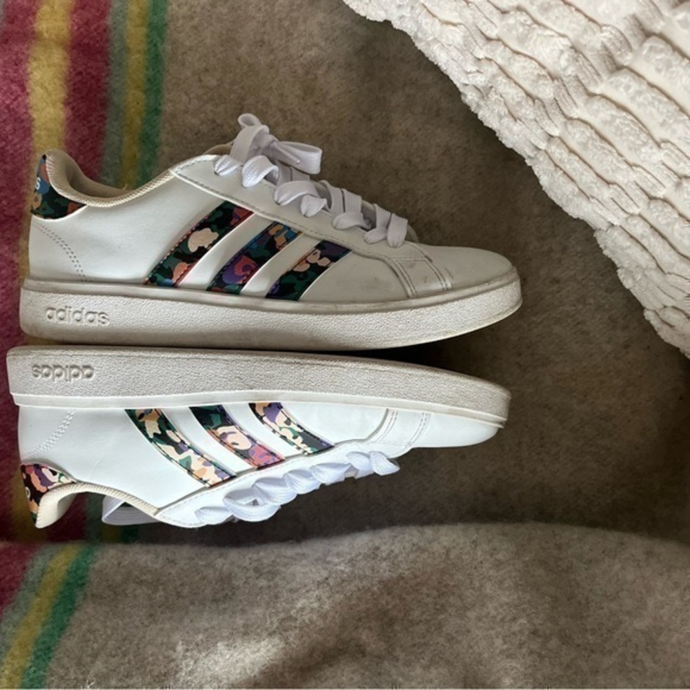 Adidas Womens White Floral Sneakers